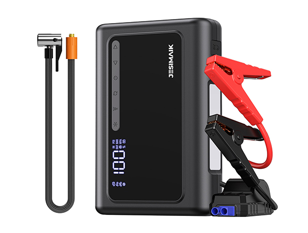 JESIMAIK ジャンプスターター ナトリウム電池 12V車用 1台4役 17500mAh ピーク1800A 空気入れ 160PSI 30s急速充填 エアーポンプ PSE認証  GK01
