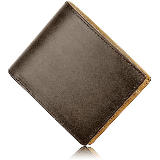 新品　高級本革 二つ折り財布 メンズ イタリアンレザー ブラック ブラウン