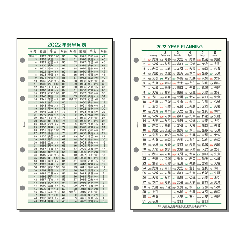 レイメイ 2022年 システム手帳リフィル ダヴィンチ バイブル 六曜年齢早見表 DR2228  :dr2228j4902562488905:ナガサワ文具センター - 通販 - Yahoo!ショッピング