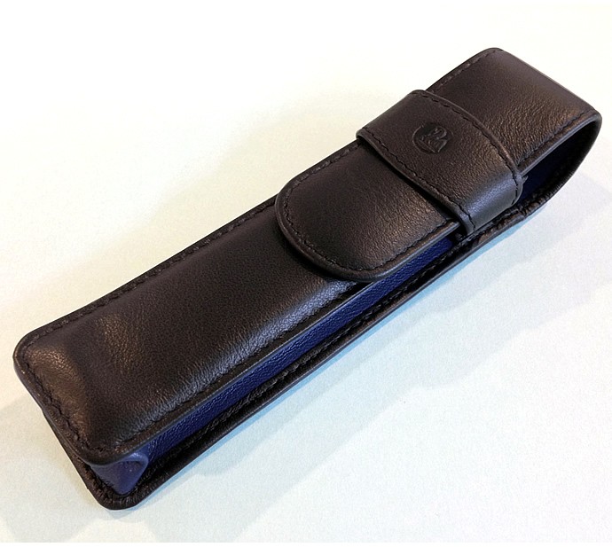 Pelikan（ペリカン） レザーペンケース 2本用 ブラック/ブルー