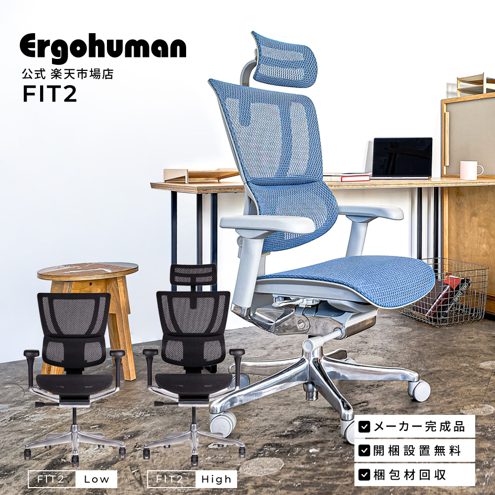 エルゴヒューマン フィット2 ハイタイプ ( ergohuman fit2 high type ) / ヘッドレスト付 FIT2-HAM【完成品】｜ergohuman｜03