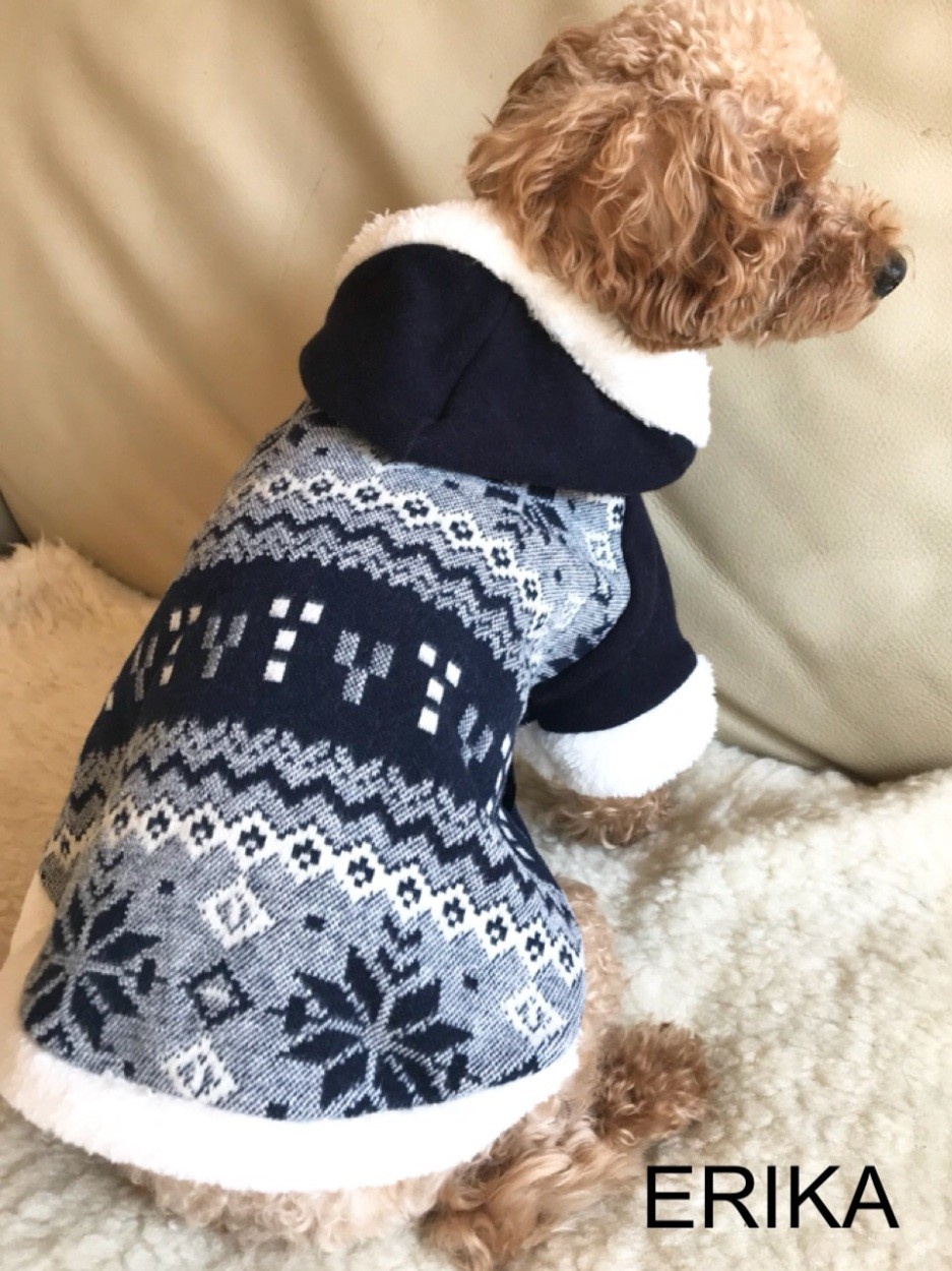 秋冬 かわいい 犬服 雪花柄 おしゃれ フードパーカー : ERIKA - 通販