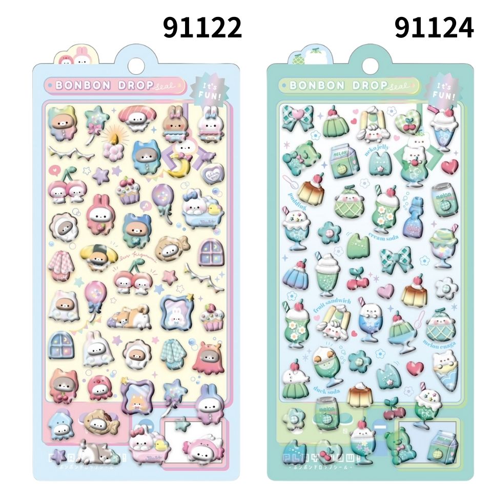 ボンボンドロップシール ノンキャラ ゆめかわ アニマル パン柄