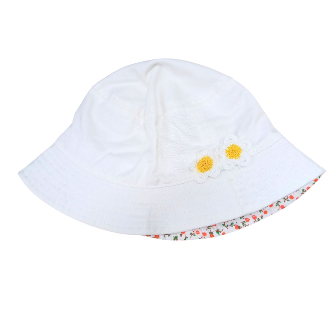 帽子 ハット お花 ワンポイント 白 ピンク 50cm 52cm かわいい おしゃれ おすすめ 春 夏 熱中症対策 日差し予防 送料無料