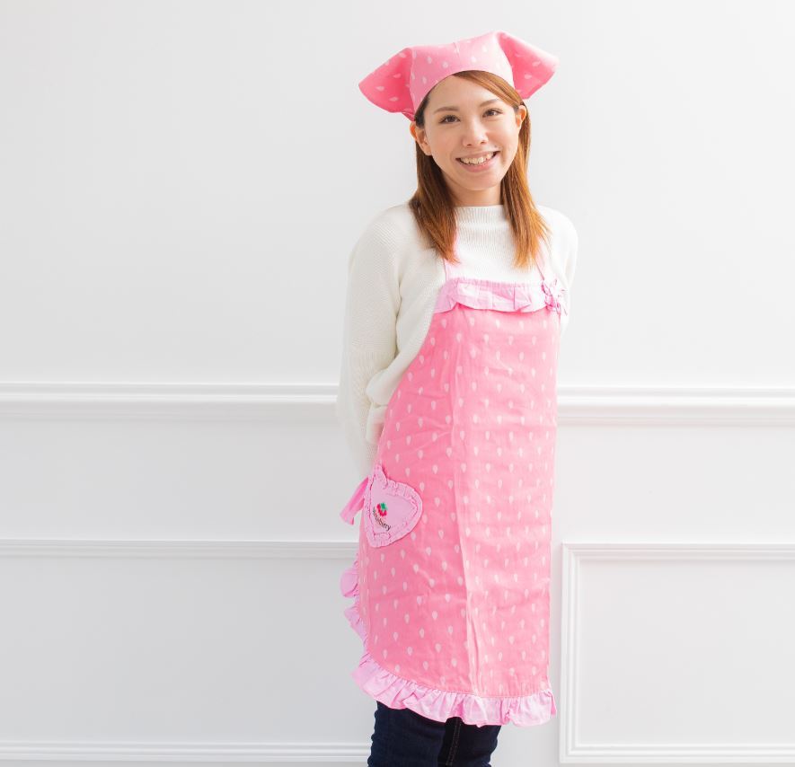 エプロン 三角巾 セット ポケット付き 刺繍 アップリケ 大人用 M