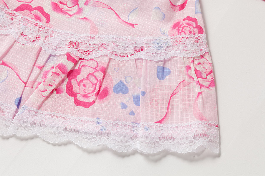激安特価品 浴衣ドレス 帯リボンベルト付き 薔薇×苺 95サイズ