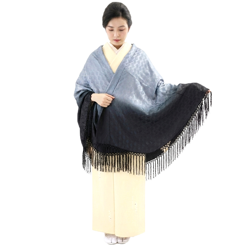 衿秀 公式 ショール しょーる 正絹 円形 地紋 ぼかし リバーシブル 和装 日本製 和装小物 和小物 えりひで 襟の衿秀 spの画像