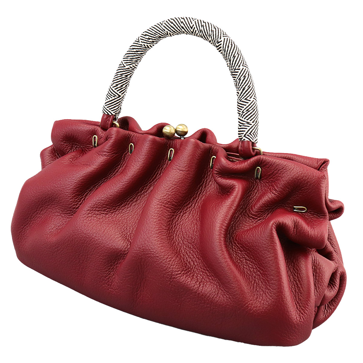 衿秀 公式 バッグ 和装 着物 ばっぐ bag がま口 正絹 皮 牛革 日本製 和装小物 和小物 えりひで 襟の衿秀の画像