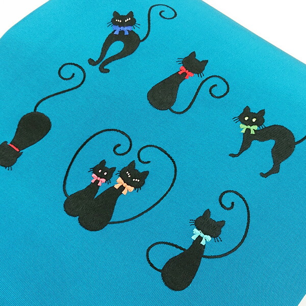 衿秀 公式 帯 名古屋帯 おび 九寸 仕立て上がり 二部式作り帯 美人猫 猫 ネコ 刺繍 日本製 和装小物 和小物 えりひで 襟の衿秀