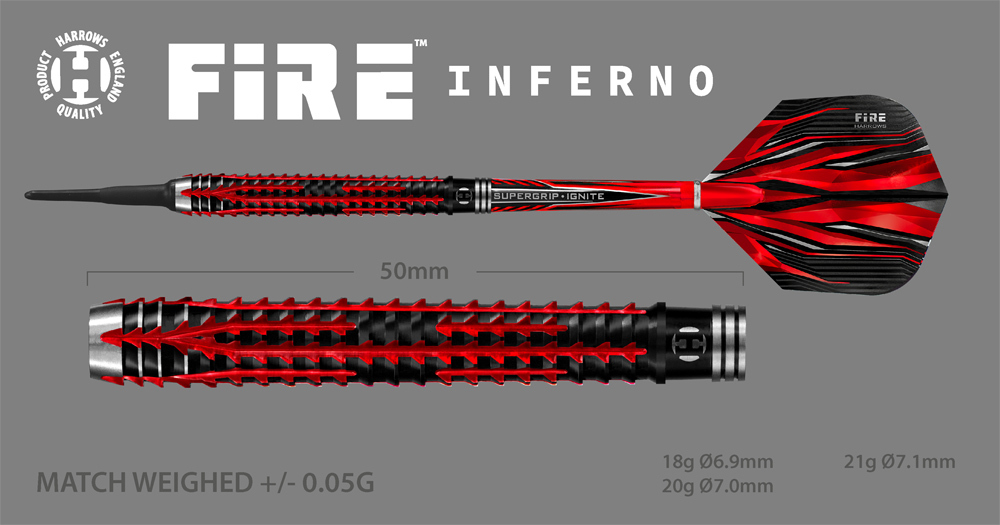 ダーツ バレル Harrows FIRE INFERNO 90 TUNGSTEN 2BA - ダーツバレル