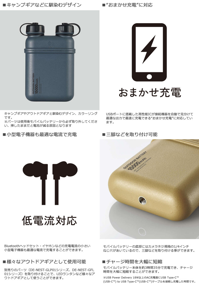 NESTOUT エレコム ELECOM DE-NEST-15000 モバイルバッテリー NESTOUT エレコム ELECOM DE-NEST-15000 モバイルバッテリー