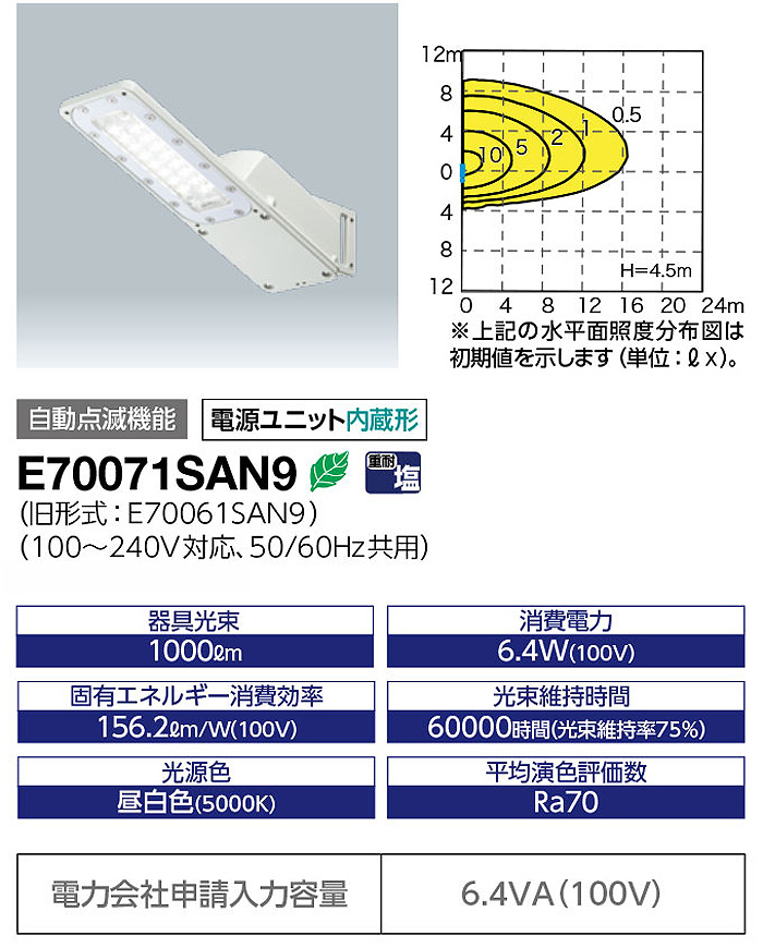 岩崎電気 LED 防犯灯 道路灯 6.4W 自動点滅機能 屋外 街路灯 外灯 昼 岩崎電気 LED 防犯灯 道路灯 6.4W 自動点滅機能 屋外 街路灯 外灯 昼