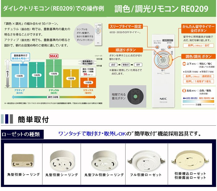 ホタルクス NEC HLDC12202 LEDシーリングライト 12畳 調色x調光 明るさ