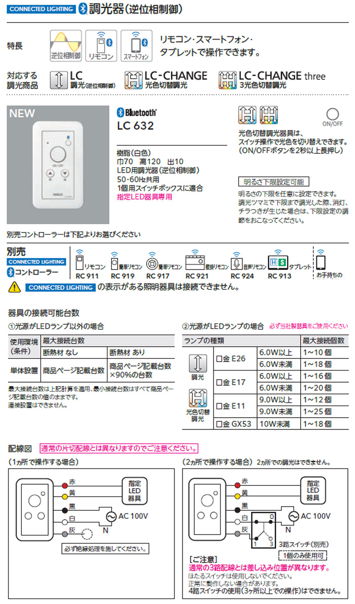 ▼ODELIC オーデリック　調光調色　スポットライト　4点セット　リモコン　2 ODELIC（オーデリック） 照明用 コントローラー LC632 壁 LED 調光器
