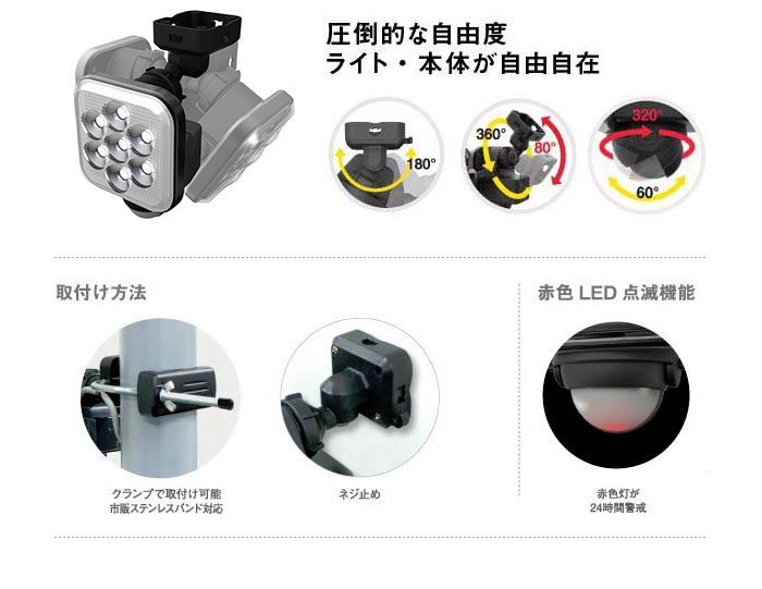 RITEX ムサシ LEDセンサーライト 11W×1灯 LED-AC1011 フリーアーム