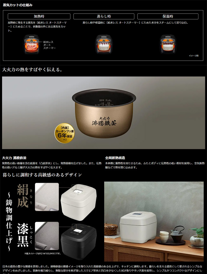 日立（HITACHI） RZ-Z100JM 圧力&スチーム IH炊飯器 ふっくら御膳 5.5