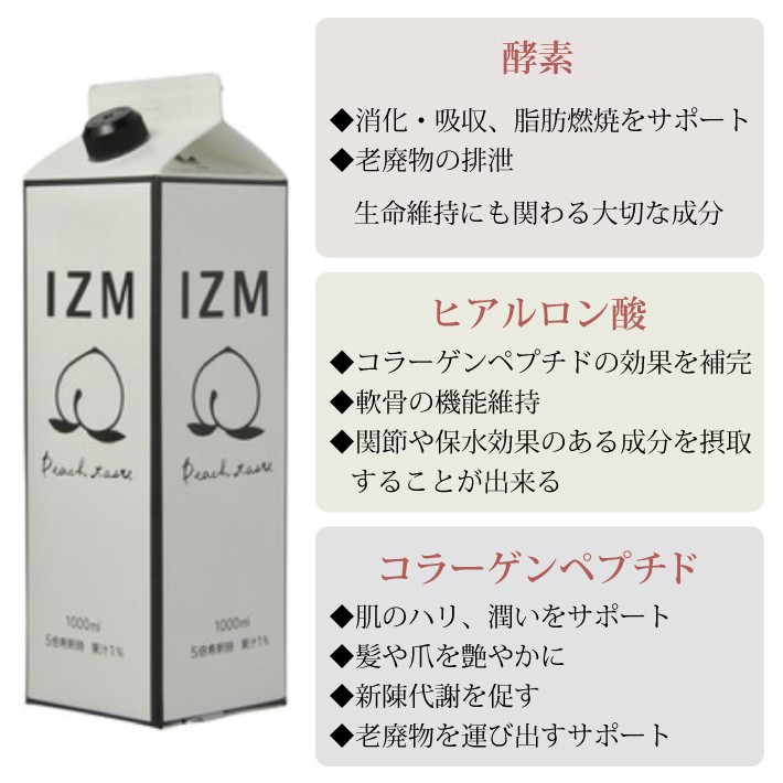 2本セットIZM 酵素ドリンク ピーチテイスト 1000ml イズムピーチ