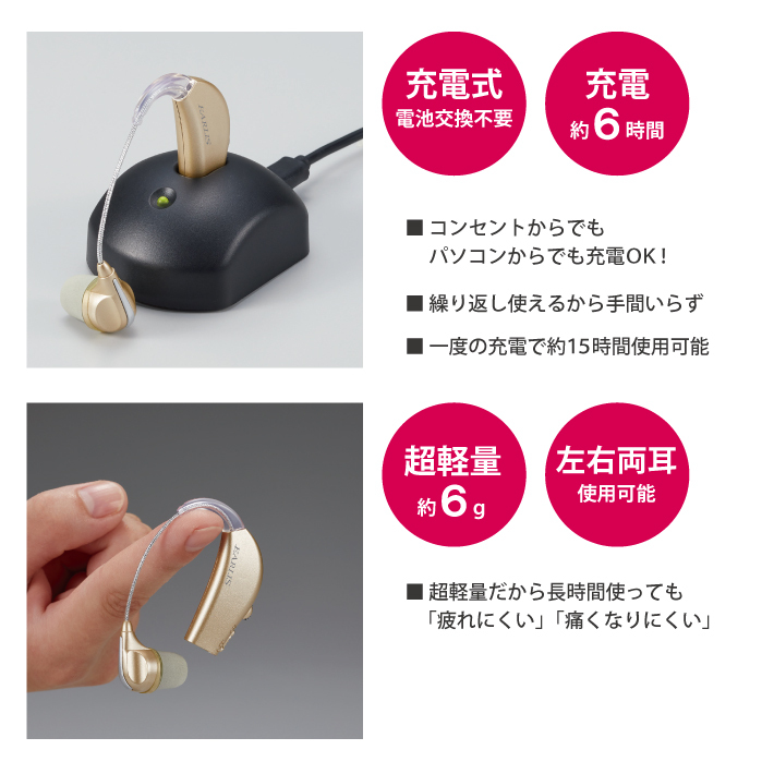 エルパ 充電式 耳掛集音器 イヤリスチャージ AS-M001 送料無料