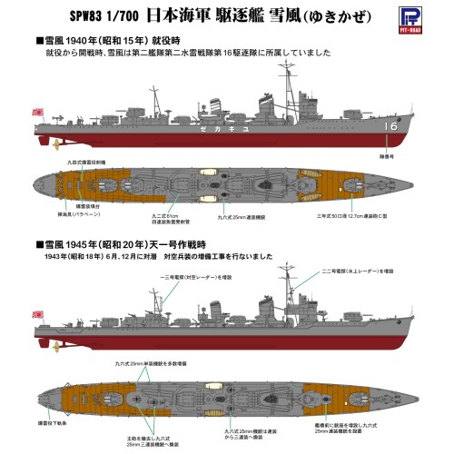 1／700 スカイウェーブシリーズ 『雪風 YUKIKAZE』 日本海軍