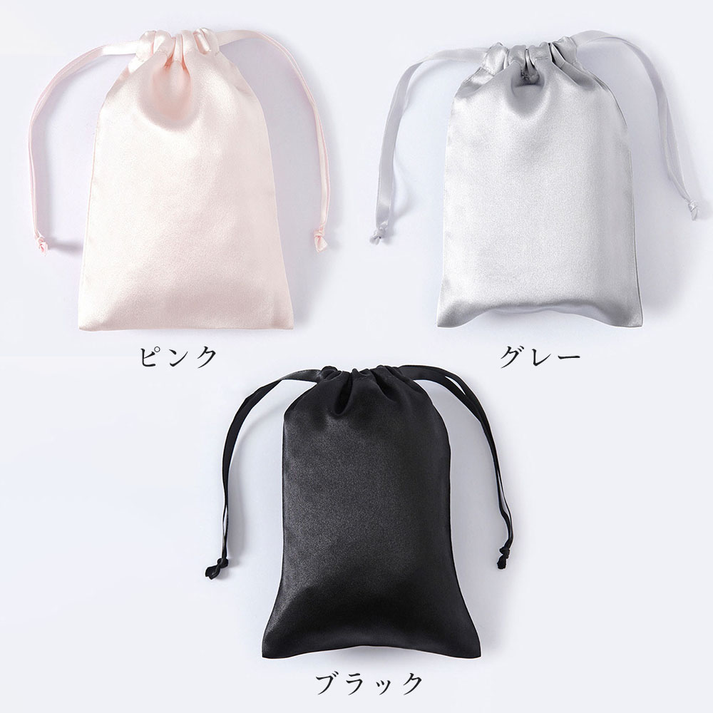 ◇シルク 巾着ミニポーチ ピンク グレー ブラック｜eses｜07