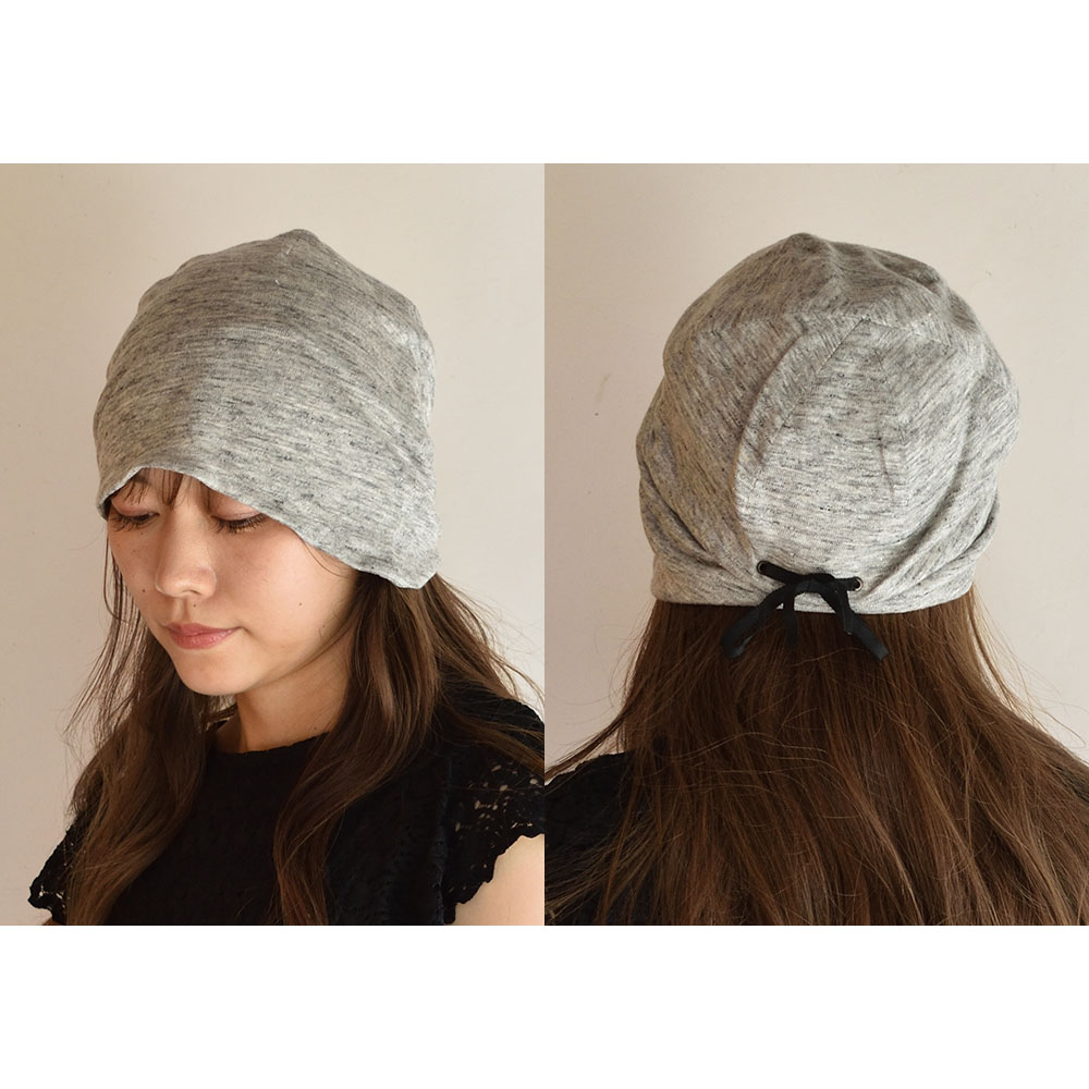 肌側オーガニックコットン 外側リネン ニットキャップ 日本製 レディース ブルー グレー |  | 04