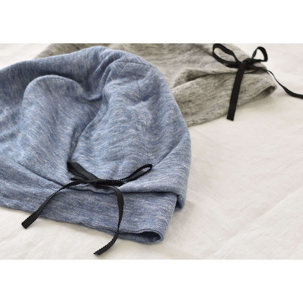 肌側オーガニックコットン 外側リネン ニットキャップ 日本製 レディース ブルー グレー |  | 03