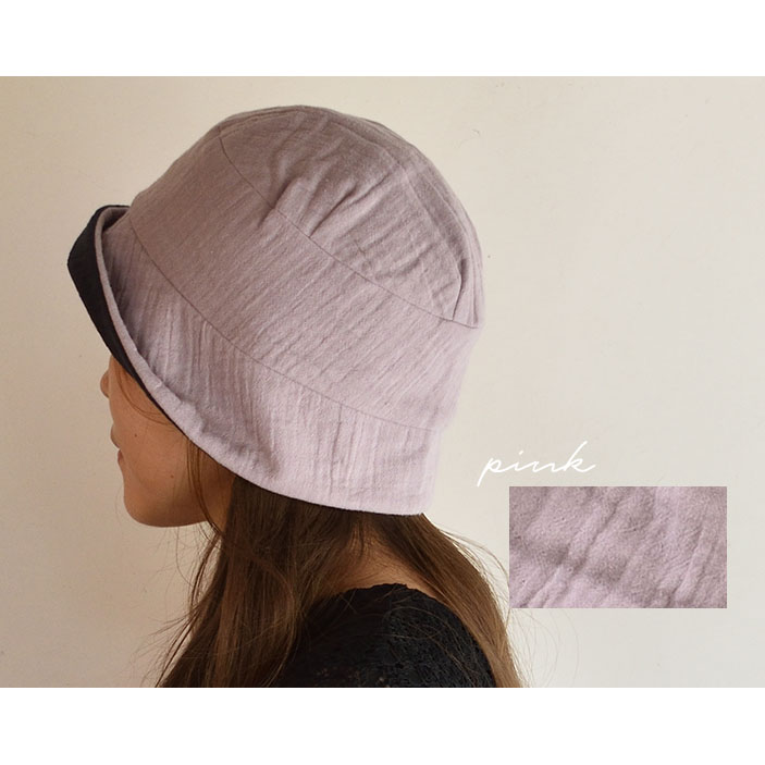 肌側オーガニックコットン 外側ダブルガーゼ 帽子 日本製 レディース ピンク ネイビー |  | 01