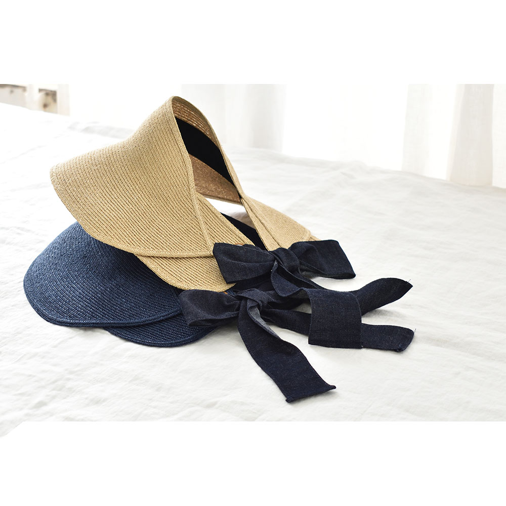 マニラ麻ブレード サンバイザー 日本製 レディース ベージュ ネイビー |  | 07