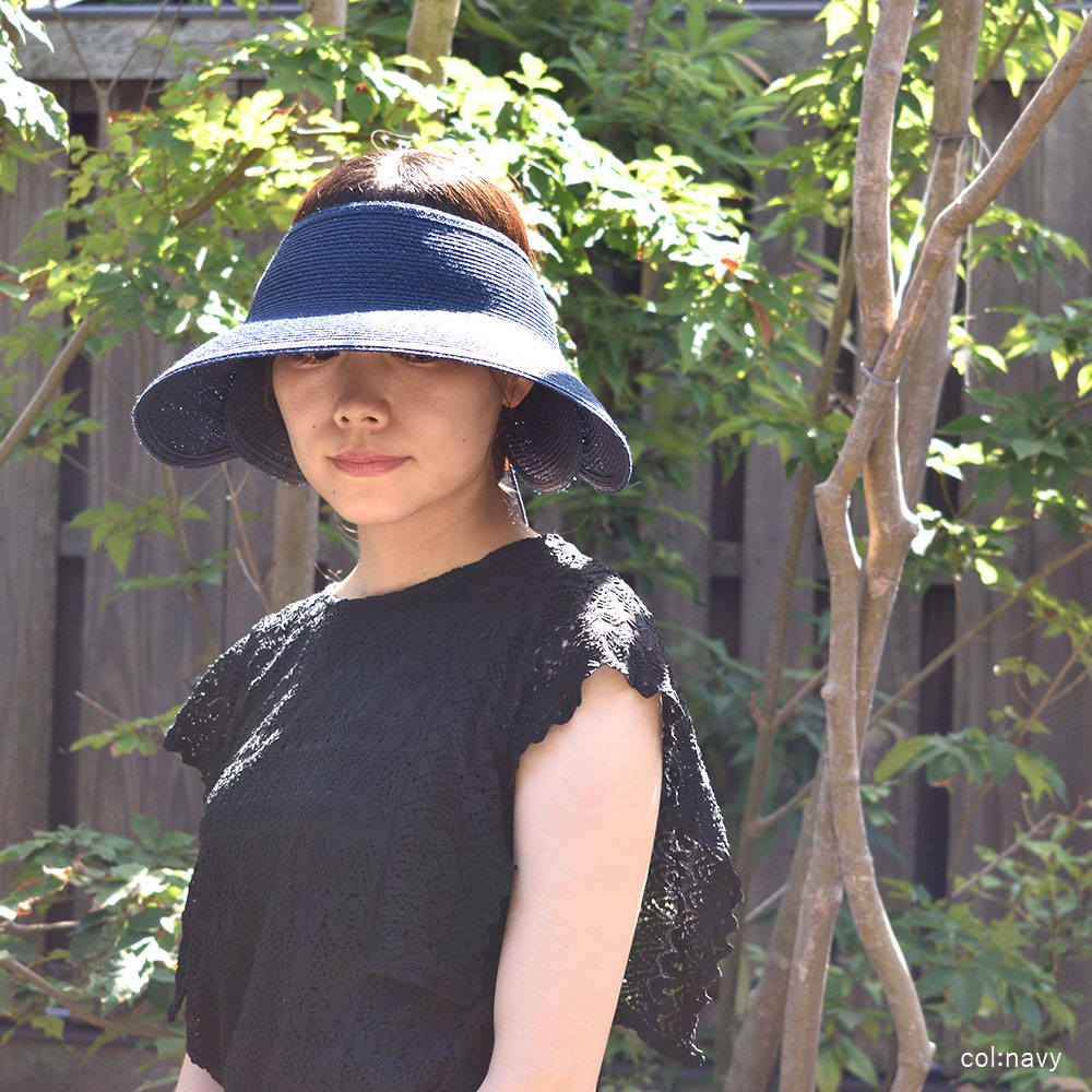 マニラ麻ブレード サンバイザー 日本製 レディース ベージュ ネイビー |  | 06