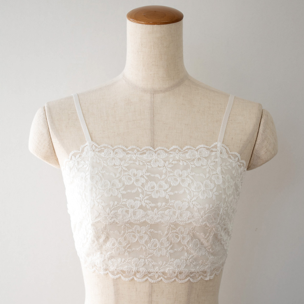 肌側シルク カップ付きレースチューブトップ 日本製