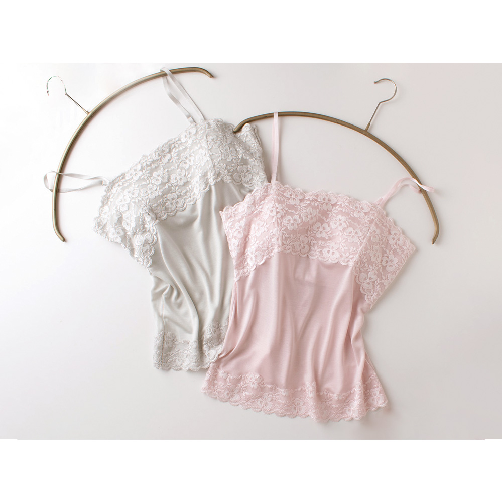 シルク カップ付きキャミソール フロントレース 日本製 ピンク グレー M/L |  | 03