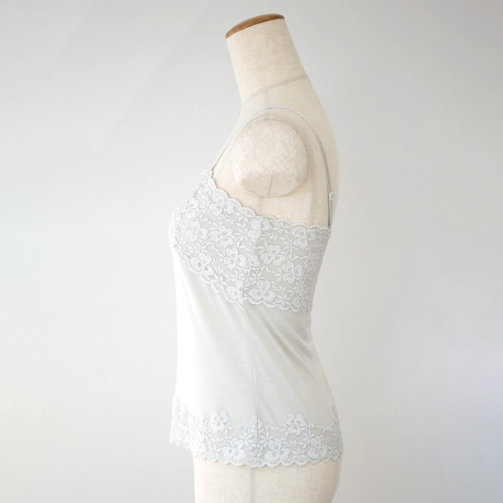 シルク カップ付きキャミソール フロントレース 日本製 ピンク グレー M/L |  | 05