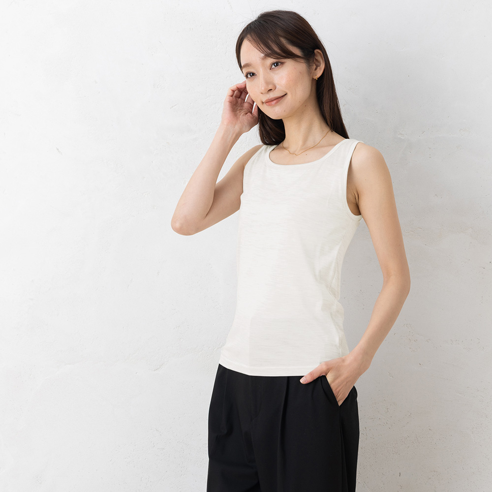 シルク100％ ジャージー カップ付き タンクトップ 日本製 ゆるラク レディース ベージュ オフホワイト 白 グリーン ブラック 黒 M/L |  | 01