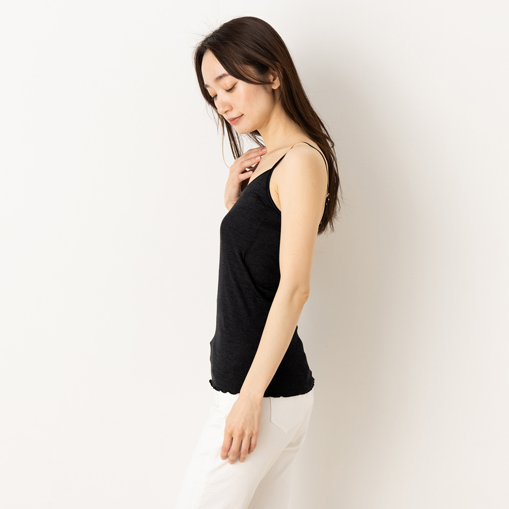 シルク100% テレコ カップ付き キャミソール 日本製 ウォッシャブル加工 レディース オフホワイト ブラウン ブラック M/L |  | 09