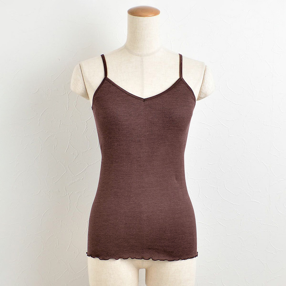 シルク100％ テレコ 金具がないカップ付きキャミソール 病院用 日本製 ウォッシャブル加工 レディース ブラウン ブラック M/L |  | 06