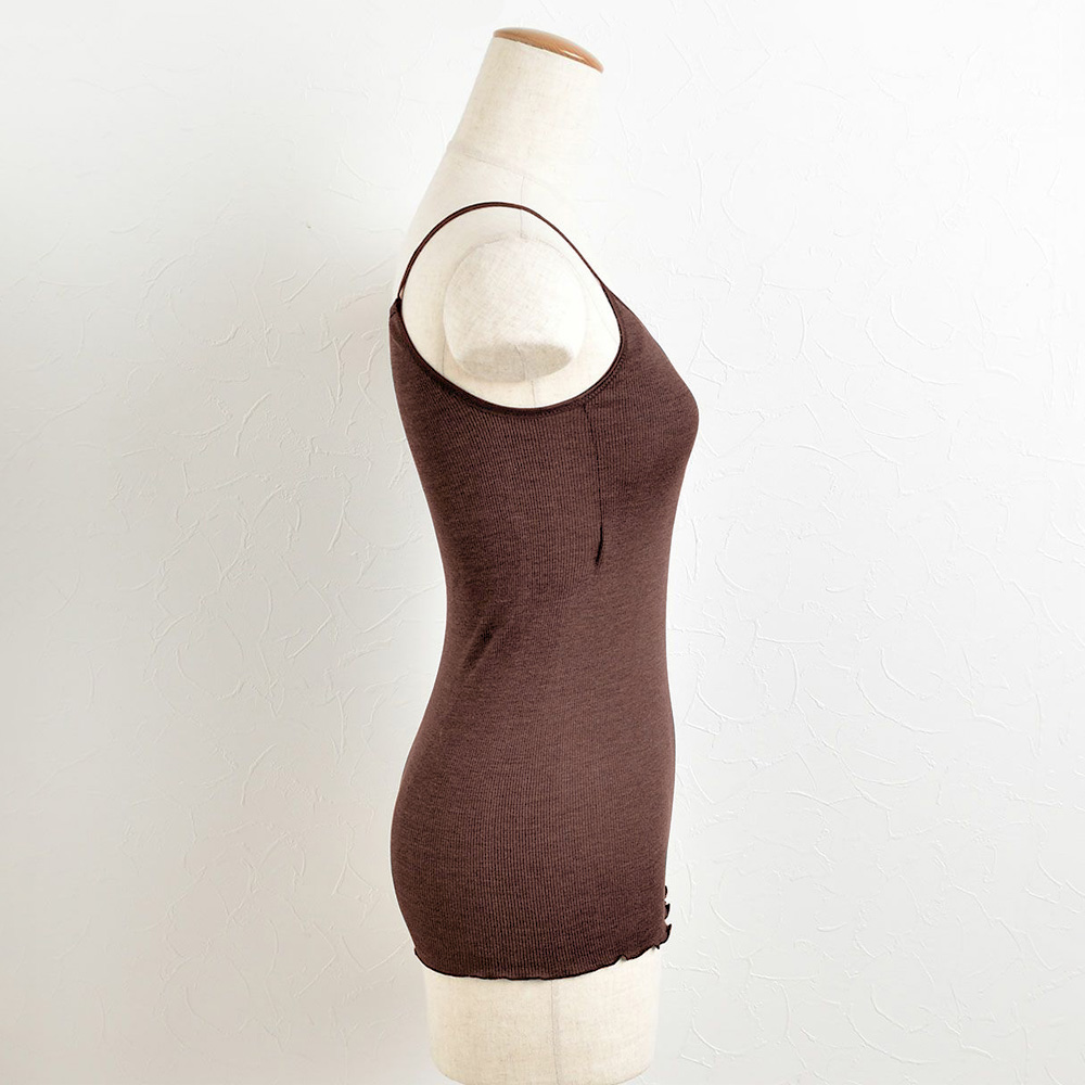 シルク100％ テレコ 金具がないカップ付きキャミソール 病院用 日本製 ウォッシャブル加工 レディース ブラウン ブラック M/L |  | 07