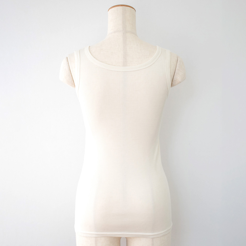 シルク100% テレコ カップ付き タンクトップ 日本製 ウォッシャブル加工 レディース オフホワイト M/L |  | 06