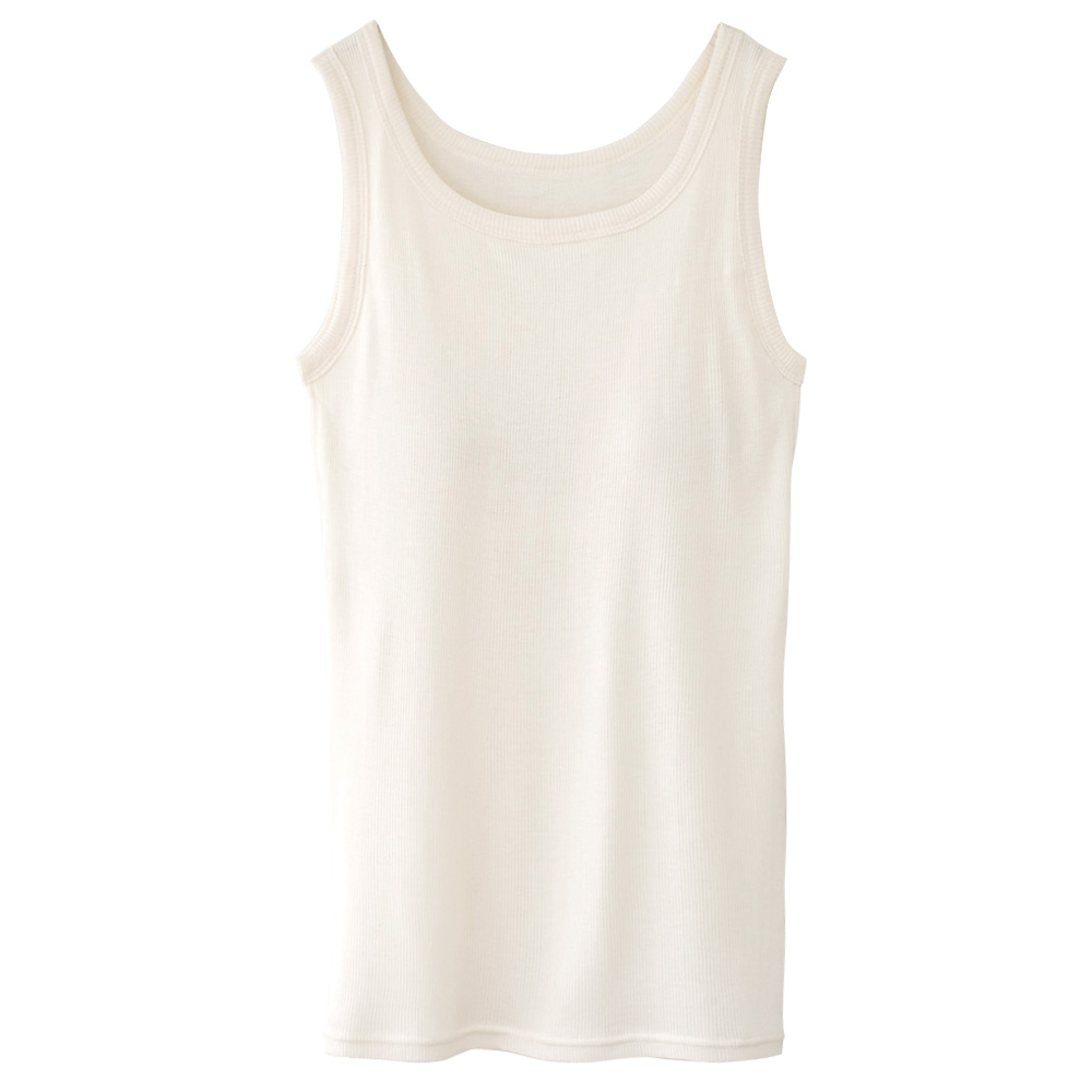 シルク100% テレコ カップ付き タンクトップ 日本製 ウォッシャブル加工 レディース オフホワイト M/L |  | 12