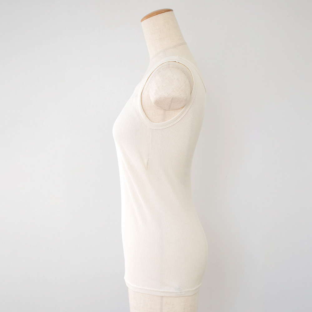 シルク100% テレコ カップ付き タンクトップ 日本製 ウォッシャブル加工 レディース オフホワイト M/L |  | 05