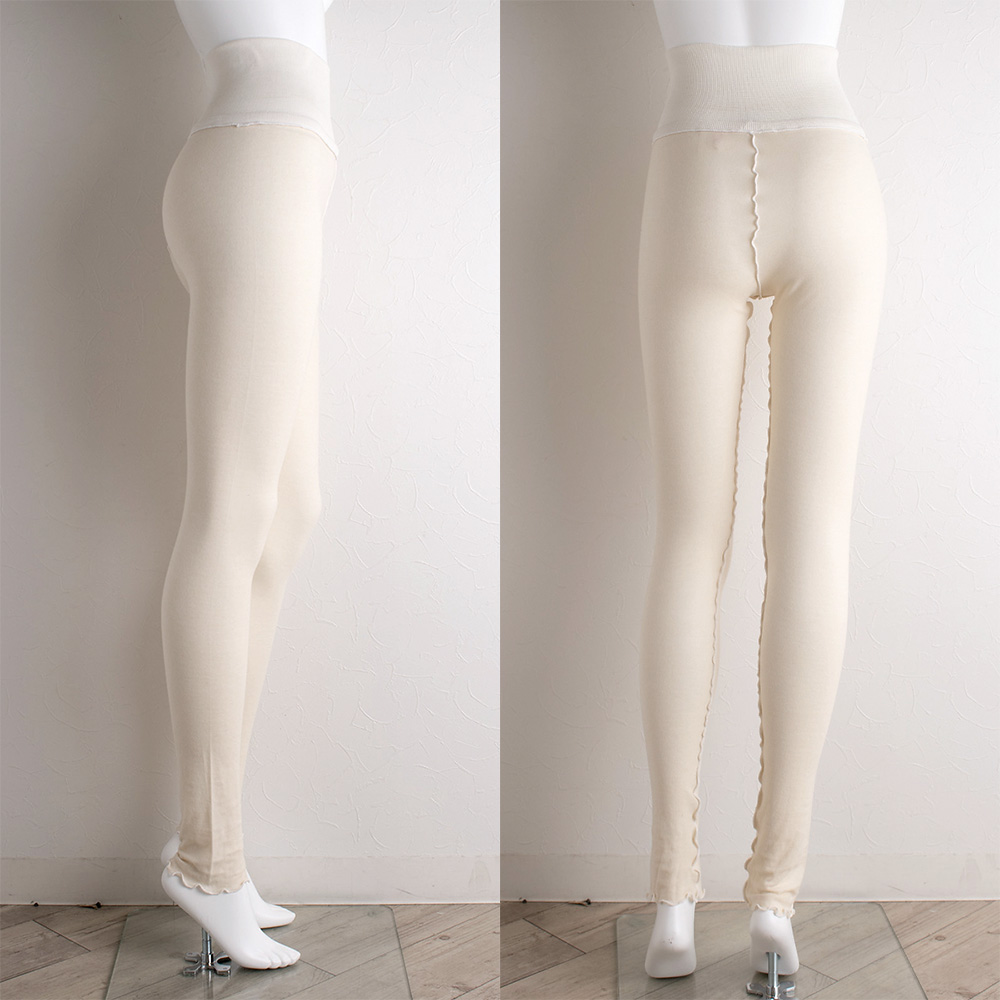 肌側シルク アウトメロー レギンス シルク腹巻付き パジャマインナー 日本製 表側コットン