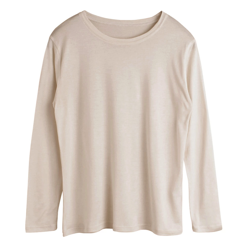 シルク100％ 長袖 インナー 日本製 クルーネック 【ふわ肌シルク