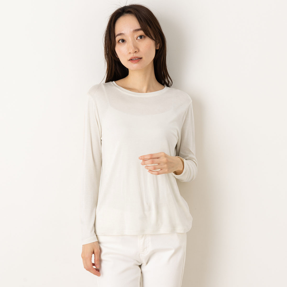 シルク100% 長袖 インナー 日本製 クルーネック 【ふわ肌シルク】
