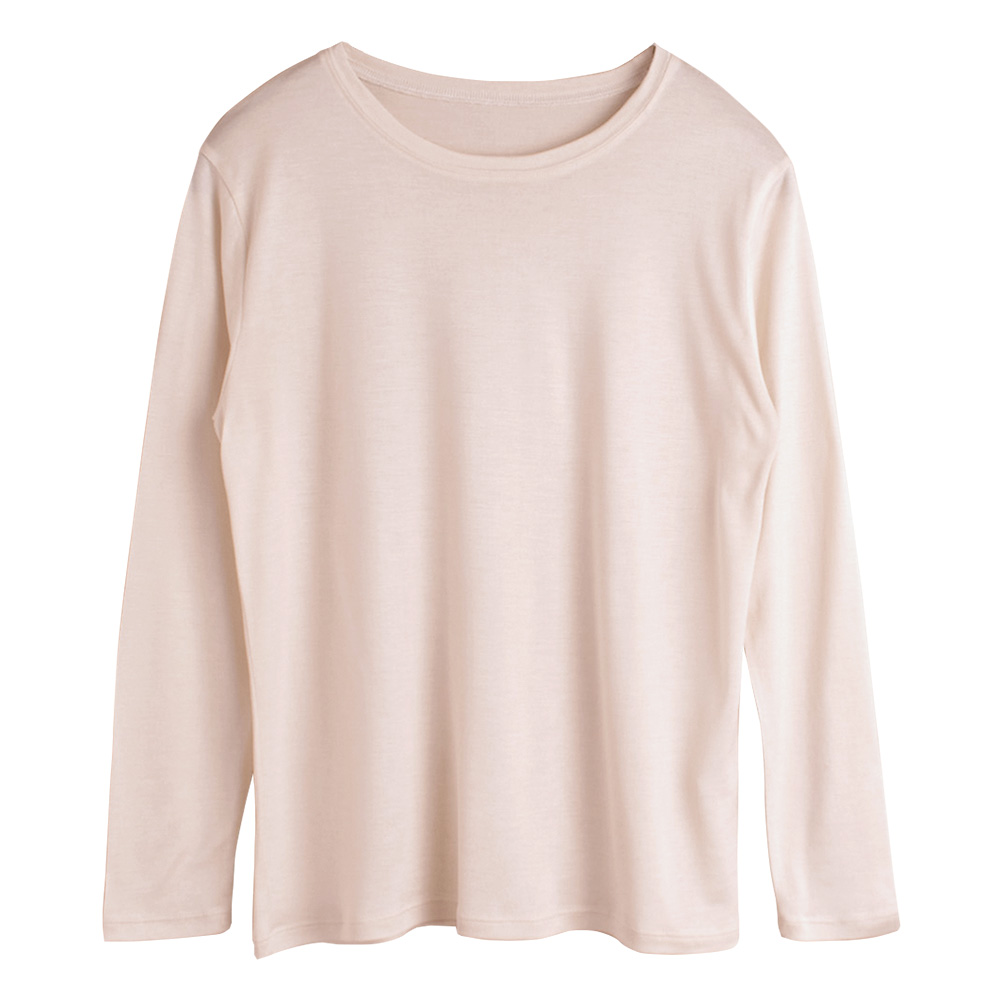 シルク100％ 長袖 インナー 日本製 クルーネック 【ふわ肌シルク