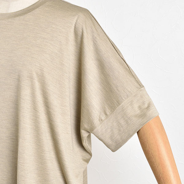 シルク100％ ソフトジャージー BIG Tシャツ 日本製 ウォッシャブル加工 レディース ベージュ ブラック 黒 グリーン M-L｜eses｜11