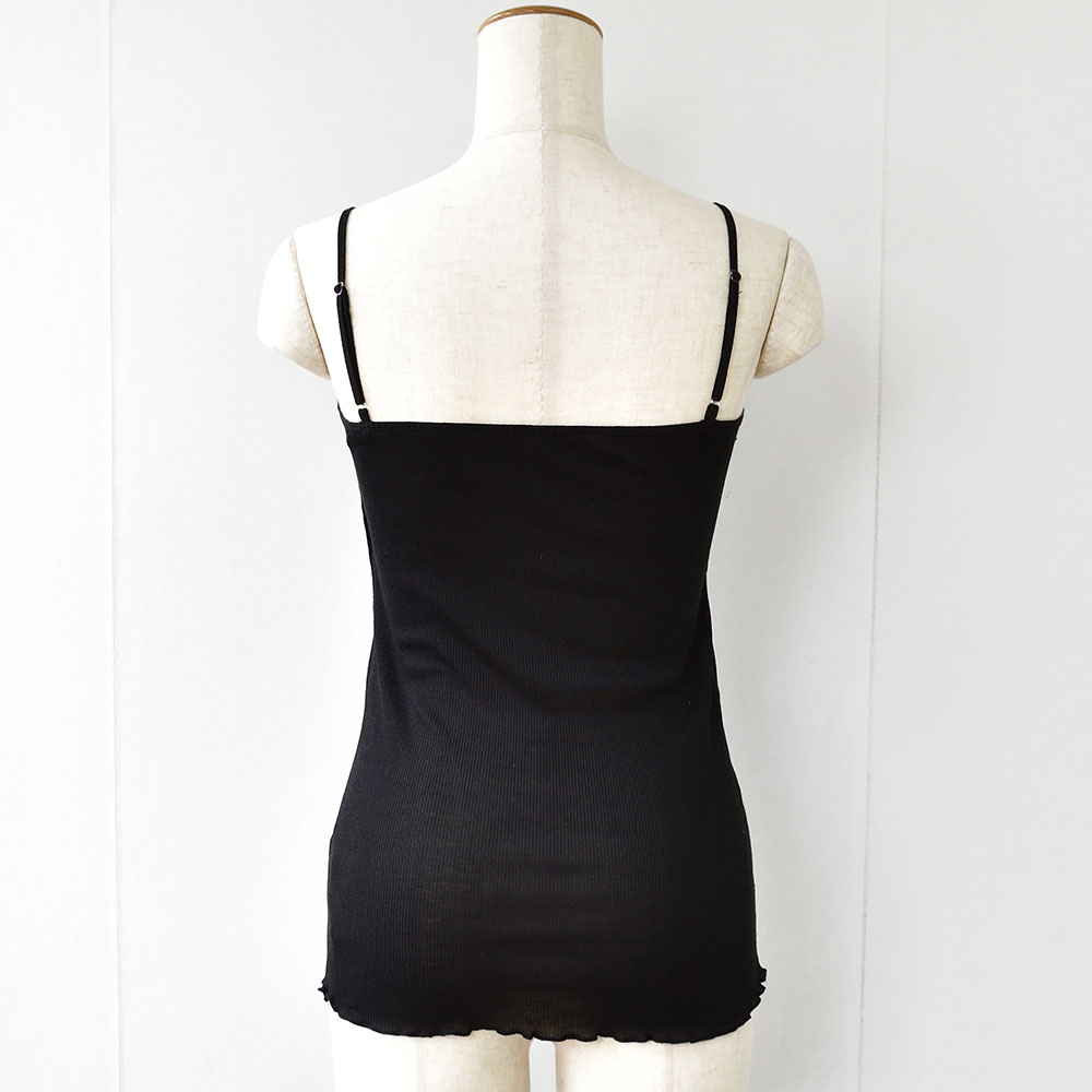 コットンシルク テレコ カップ付きキャミソール レディース オフホワイト ブラック 白 黒 M/L |  | 10