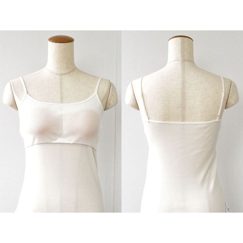 コットンシルク テレコ カップ付きキャミソール レディース オフホワイト ブラック 白 黒 M/L |  | 12