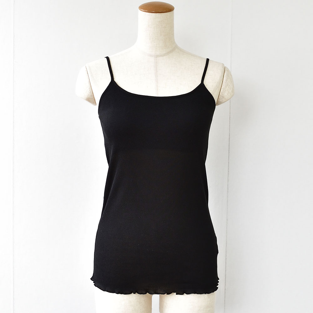 コットンシルク テレコ カップ付きキャミソール レディース オフホワイト ブラック 白 黒 M/L |  | 08