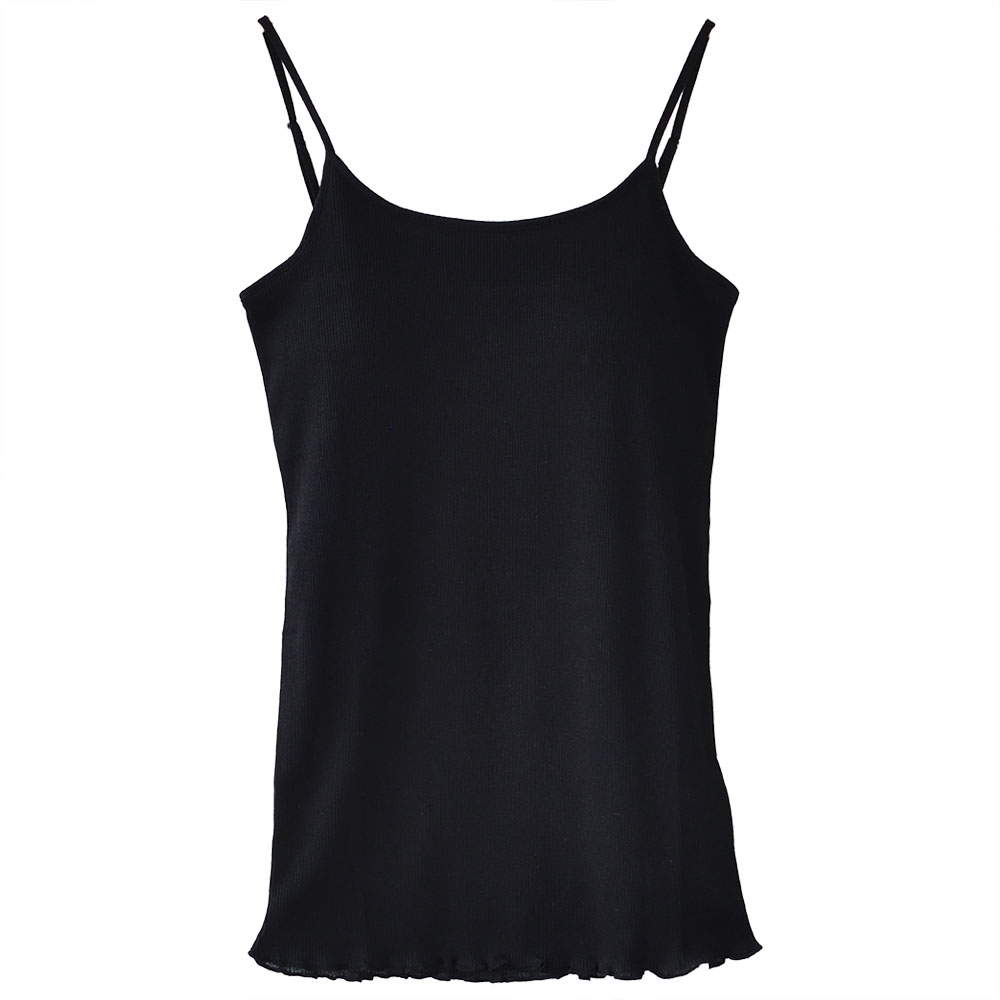 コットンシルク テレコ カップ付きキャミソール レディース オフホワイト ブラック 白 黒 M/L |  | 17