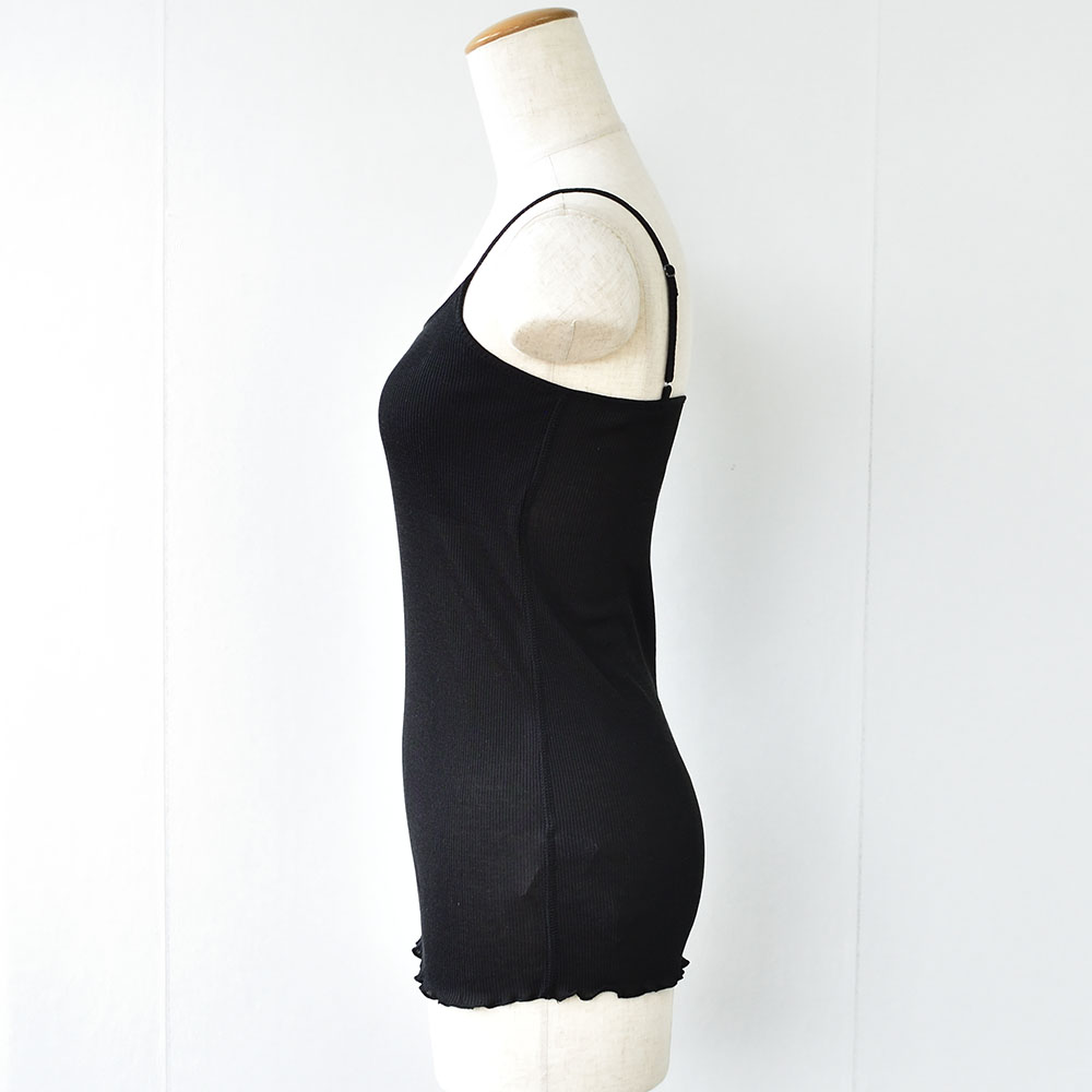 コットンシルク テレコ カップ付きキャミソール レディース オフホワイト ブラック 白 黒 M/L |  | 09