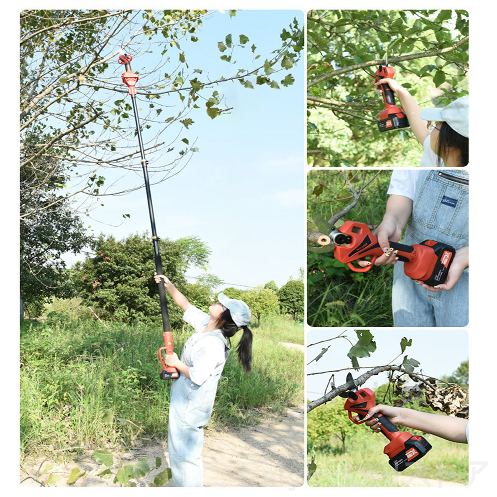 高枝切り電動チェーンソー 剪定ハサミ 剪定はさみ 充電式 軽量